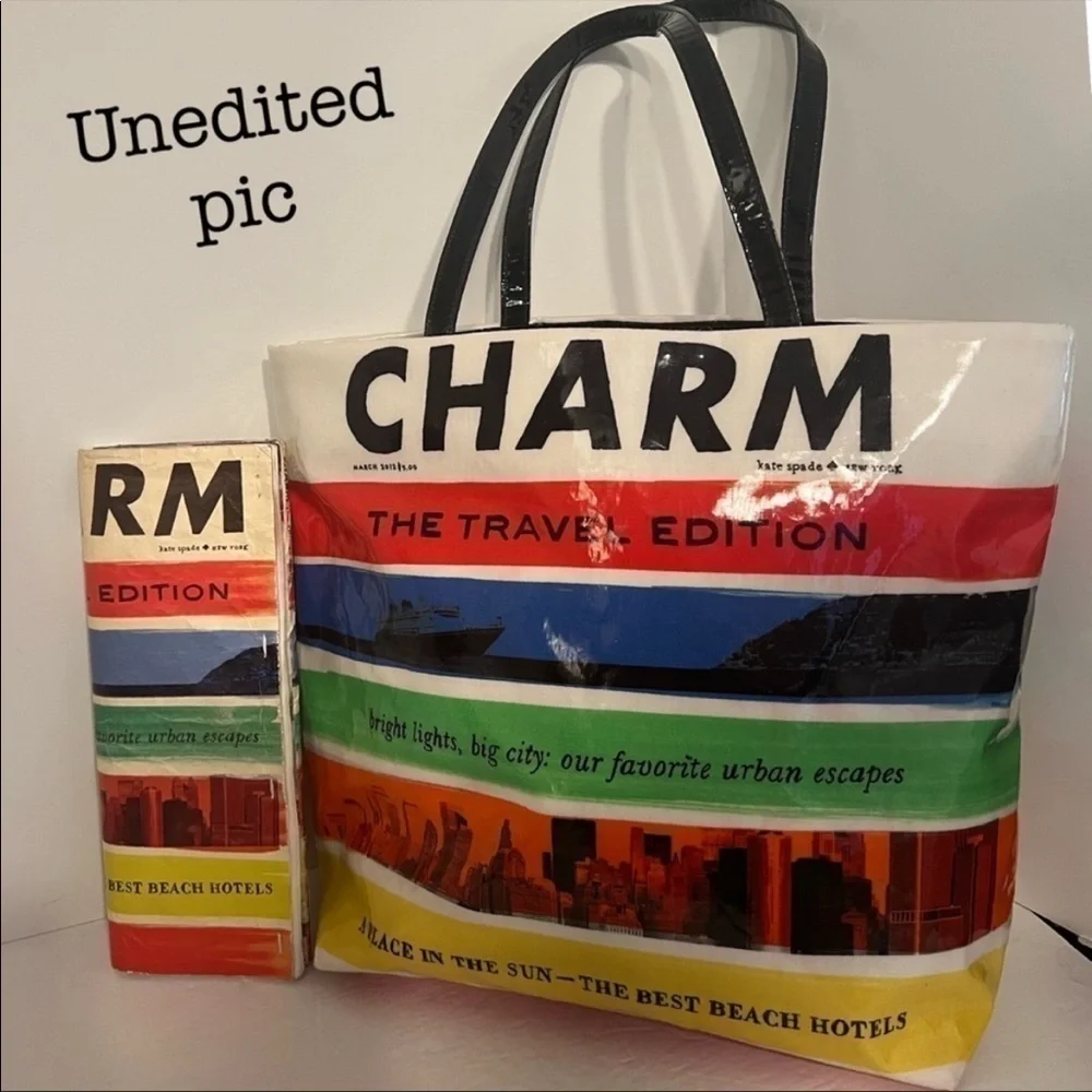 Kate Spade CHARM Bag Tote and Magazine Clutch Vintage Set